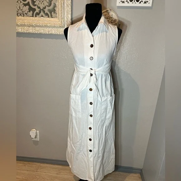 Rabbit Rabbit Rabbit White Button-Front Maxi Dress - Picture 2 of 15